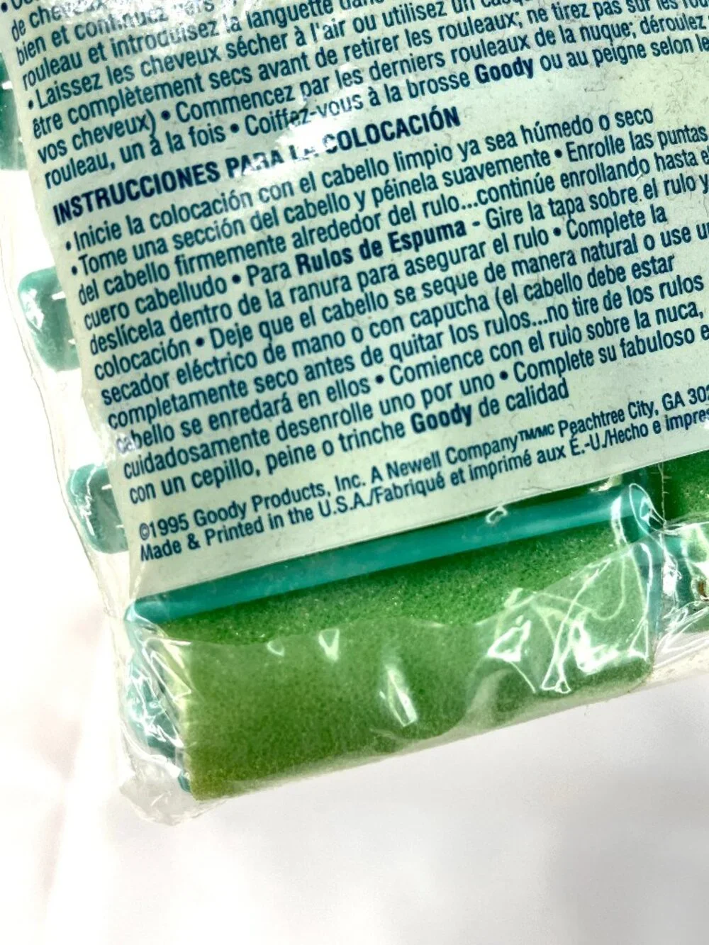 NIB Vintage 1995 Goody Foam Hair Rollers Green [10 Large] #82571 Made USA 90s